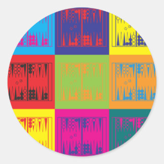 Backgammon Pop Art Classic Round Sticker