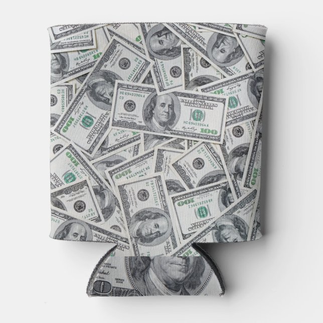 Background 100 Dollar Bills. Can Cooler (Front)