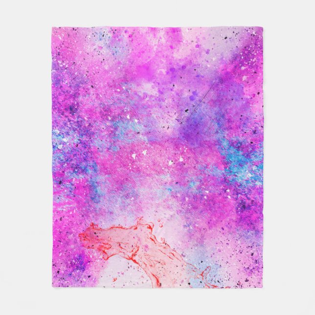 Background art abstract watercolor fleece blanket (Front)