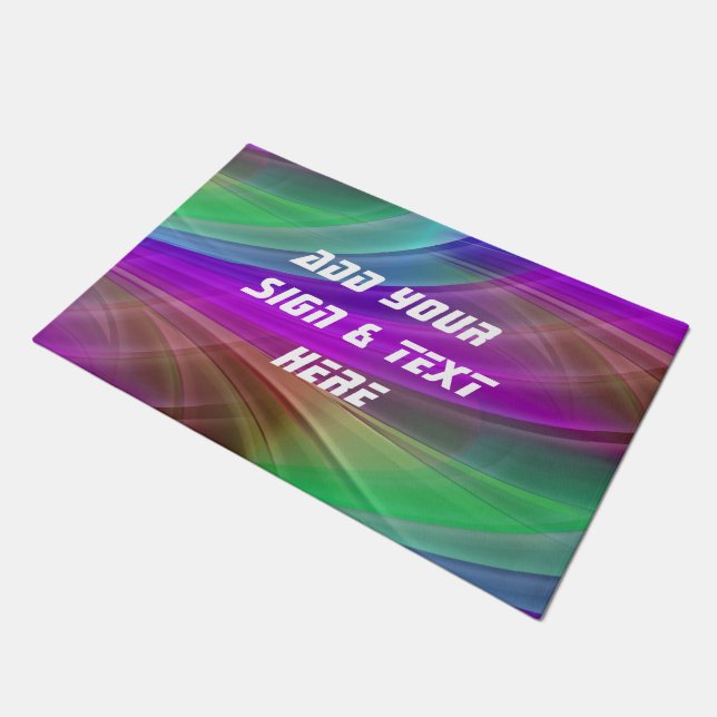 Background coloured RAYS 2 + your own ideas Doormat (Angled)