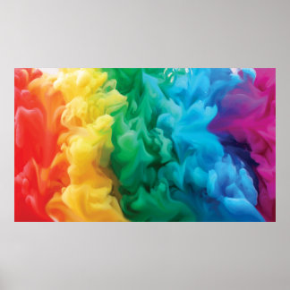 background featuring a smoke cloud in rainbow poster
