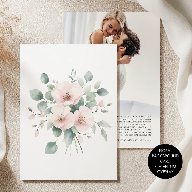 Background for Vellum Tinted Pink Florals Wedding Invitation (Creator Uploaded)