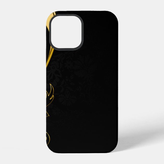 Background image gold frame floral iPhone case (Back)