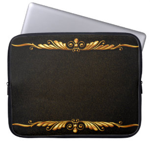 Background image gold frame floral laptop sleeve