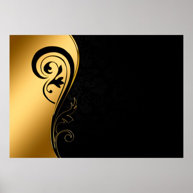 Background image gold frame floral poster (Front)