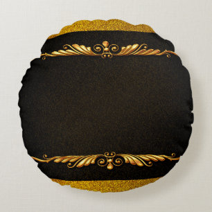 Background image gold frame floral round pillow