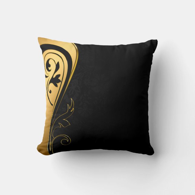 Background image gold frame floral throw pillow (Front)