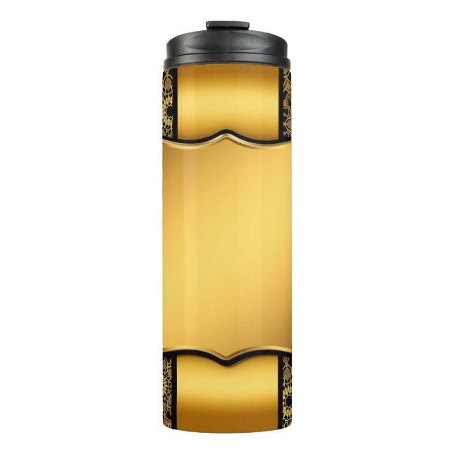 Background image gold frame thermal tumbler (Front)
