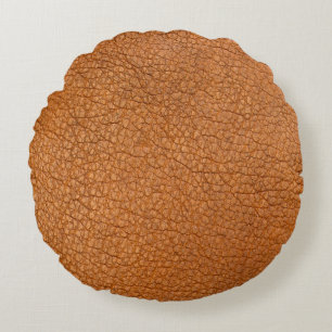Background leather brown close up round pillow