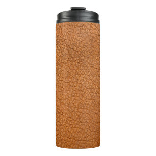 Background leather brown close up thermal tumbler