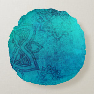 Background mandala grunge texture round pillow