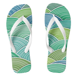 Background of curled abstract green waves flip flops