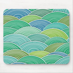 Background of curled abstract green waves mouse pad
