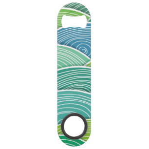 Background of curled abstract green waves speed bottle opener