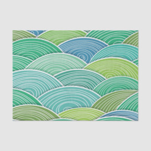 Background of curled abstract green waves tissue paper