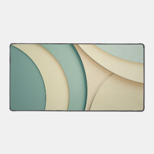 Background of curving forms in beige and green desk mat