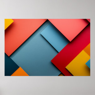 Background of geometric shapes in bright colours poster