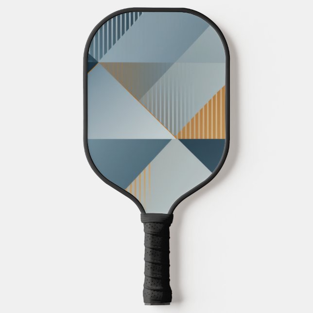 Background of geometric shapes in greys pickleball paddle (Front)