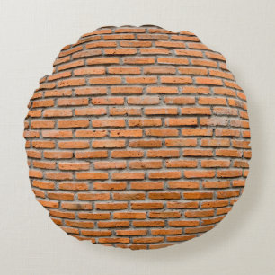 Background of old vintage brick wallaging, antique round pillow