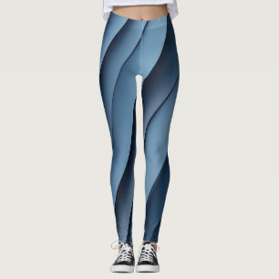 Background of overlapping shapes in blues leggings