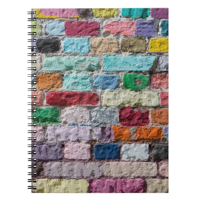 Background of painted colour brick wall texture notebook (Front)