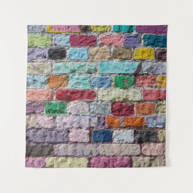 Background of painted colour brick wall texture tapestry (Front)