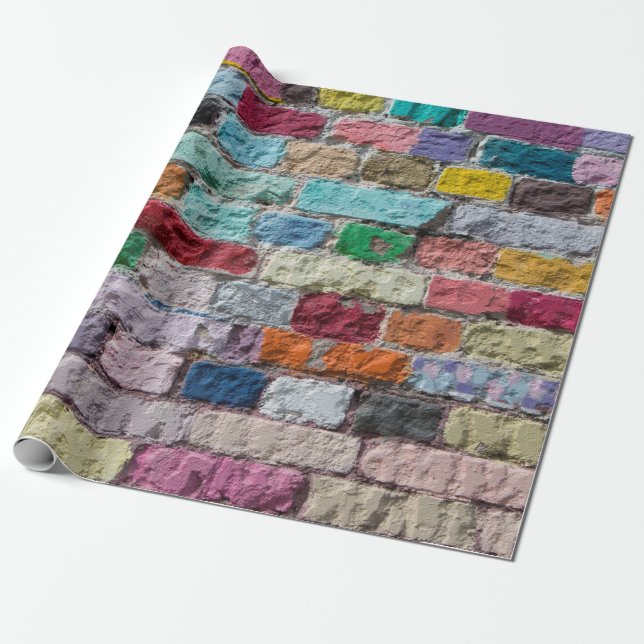 Background of painted colour brick wall texture wrapping paper (Unrolled)