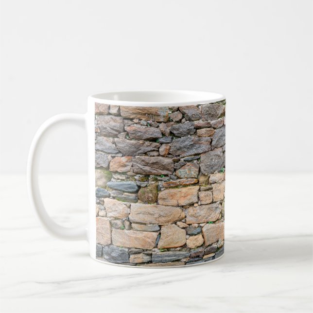 background of stone wall texture photoabandoned, a coffee mug (Left)