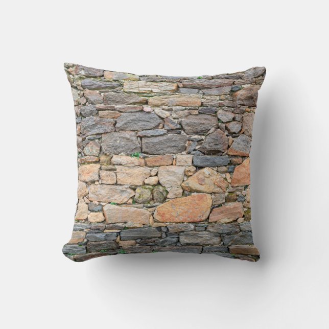 background of stone wall texture photoabandoned, a throw pillow (Front)