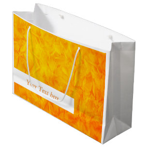 Background PAPER TEXTURE - orange yellow + text Large Gift Bag