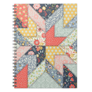 Background pattern in vintage style. Patchwork dec Notebook