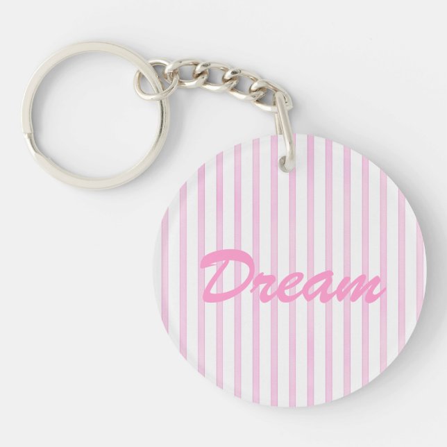 Background Pink Watercolor Stripes Keychain (Front)