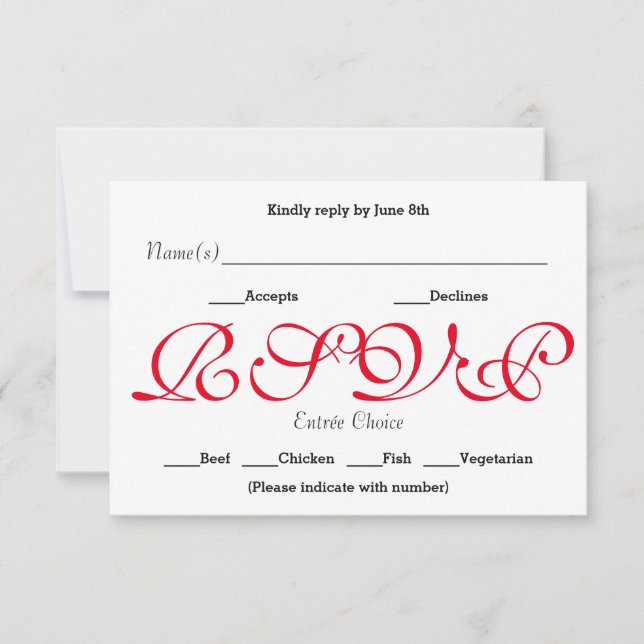 Background Red - RSVP Reception Response Card (Front)