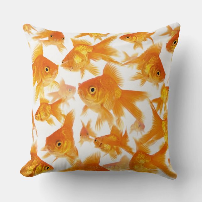 Background Showing a Large Group of Goldfish Throw Pillow (Front)