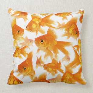 Background Showing a Large Group of Goldfish Throw Pillow