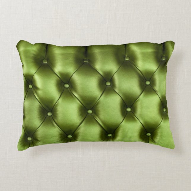 Background texture of dark green capitone genuine  accent pillow (Front)