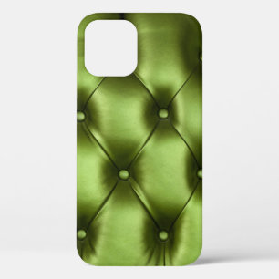 Background texture of dark green capitone genuine iPhone 12 case