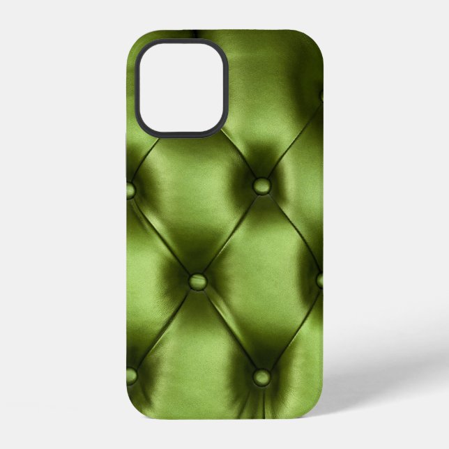 Background texture of dark green capitone genuine  iPhone case (Back)