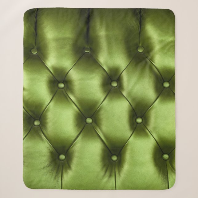Background texture of dark green capitone genuine  sherpa blanket (Front)