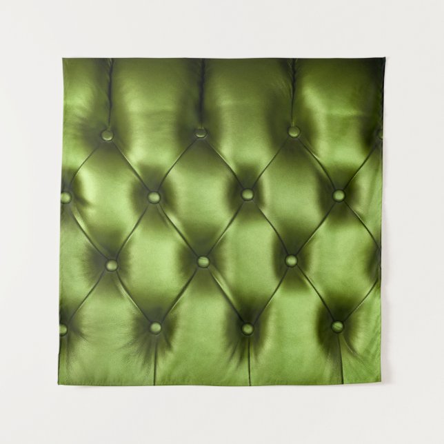 Background texture of dark green capitone genuine  tapestry (Front)