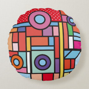 Background texture of stone wall. Background and t Round Pillow