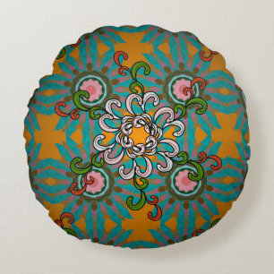 Background texture, wallpaper, floral theme in col round pillow