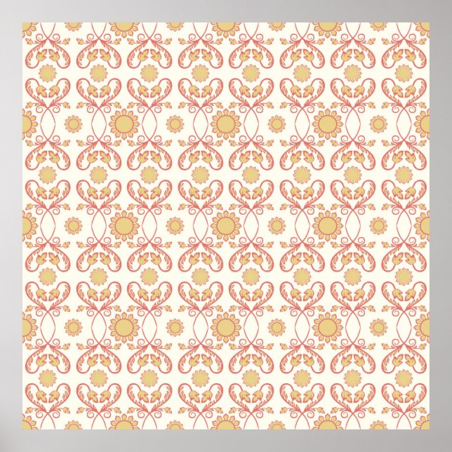 Background vintage flower. Seamless floral pattern Poster (Front)