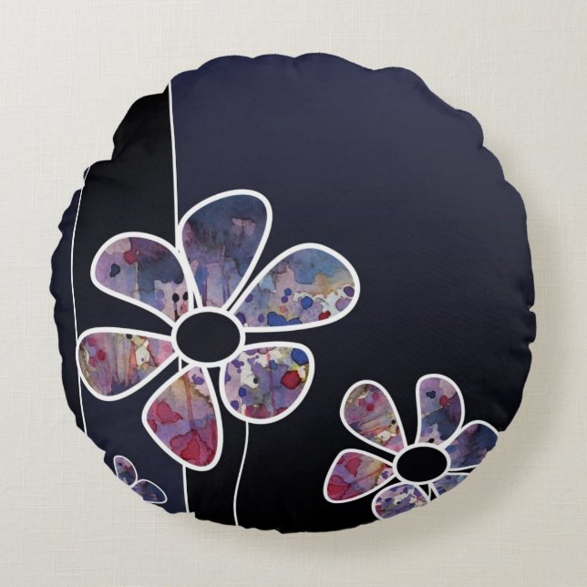 background watercolor 4 round pillow (Front)