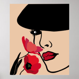 Background with a portrait of the beautiful young poster