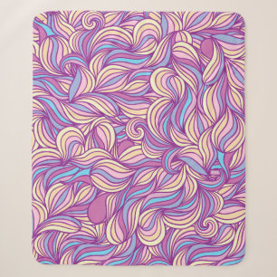 Background with abstract doodle waves sherpa blanket