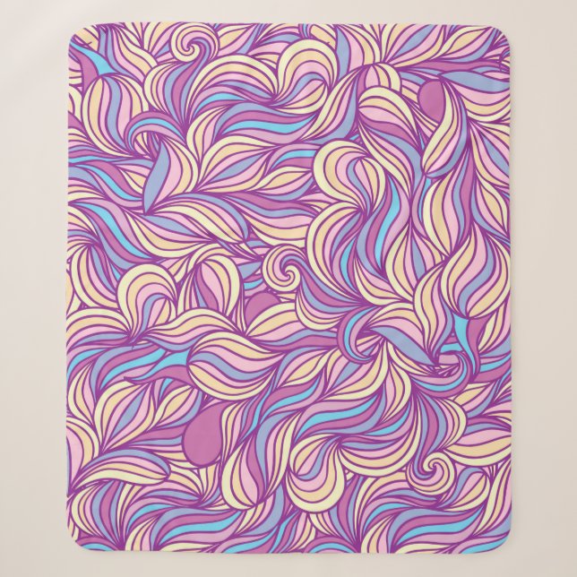 Background with abstract doodle waves  sherpa blanket (Front)