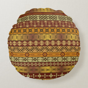 Background with African ethnic motifs Round Pillow