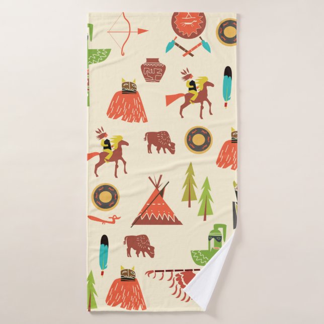 background with American Indians Bath Towel (Bath Towel)
