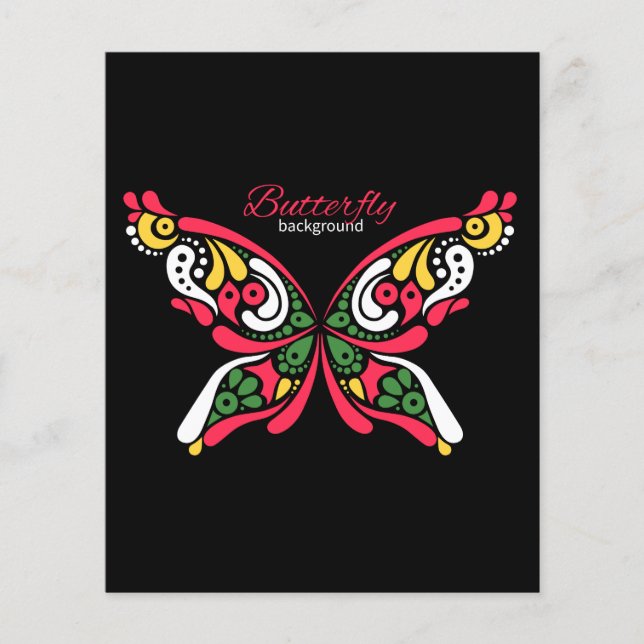 Background with beautiful butterfly. tattoo illust (Front)